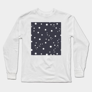 Star shapes pattern for fabric with navy background Long Sleeve T-Shirt